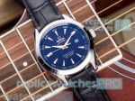 Omega Seamaster Blue Dial Black Leather Strap Replica Watch
